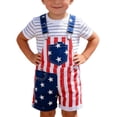 thumbnail image 1 of SONXAHE Infant Boys American Flag Print Denim Short Overalls Kids 4th Of July Patriotic Jumpsuit, 1 of 5