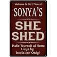 thumbnail image 1 of SONYA'S She Shed Red Sign Lady Cave Sign 16 x 24 Matte Finish Metal 116240088342, 1 of 1