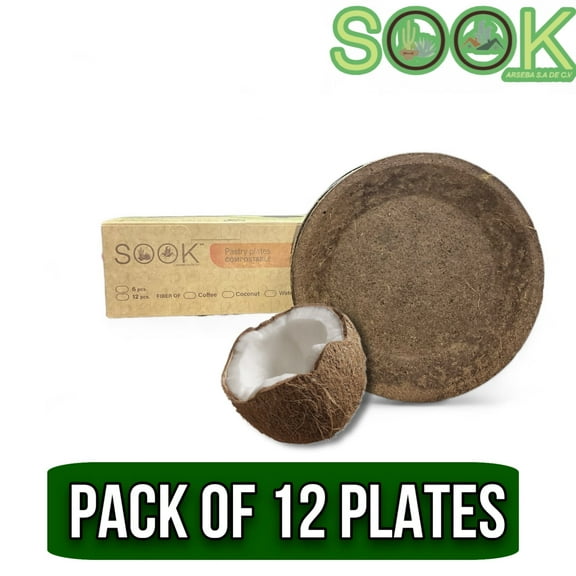 SOOK 6-Count Bio-Compostable Coconut Fiber Disposable Paper Plates, 6 Count