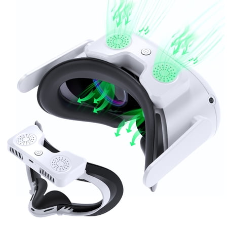 SOOMFON VR Double Cooling Fan Compatible with Meta/Oculus Quest 2, Upgraded Face Pad withAnti-fogging Cooling Air Circulation