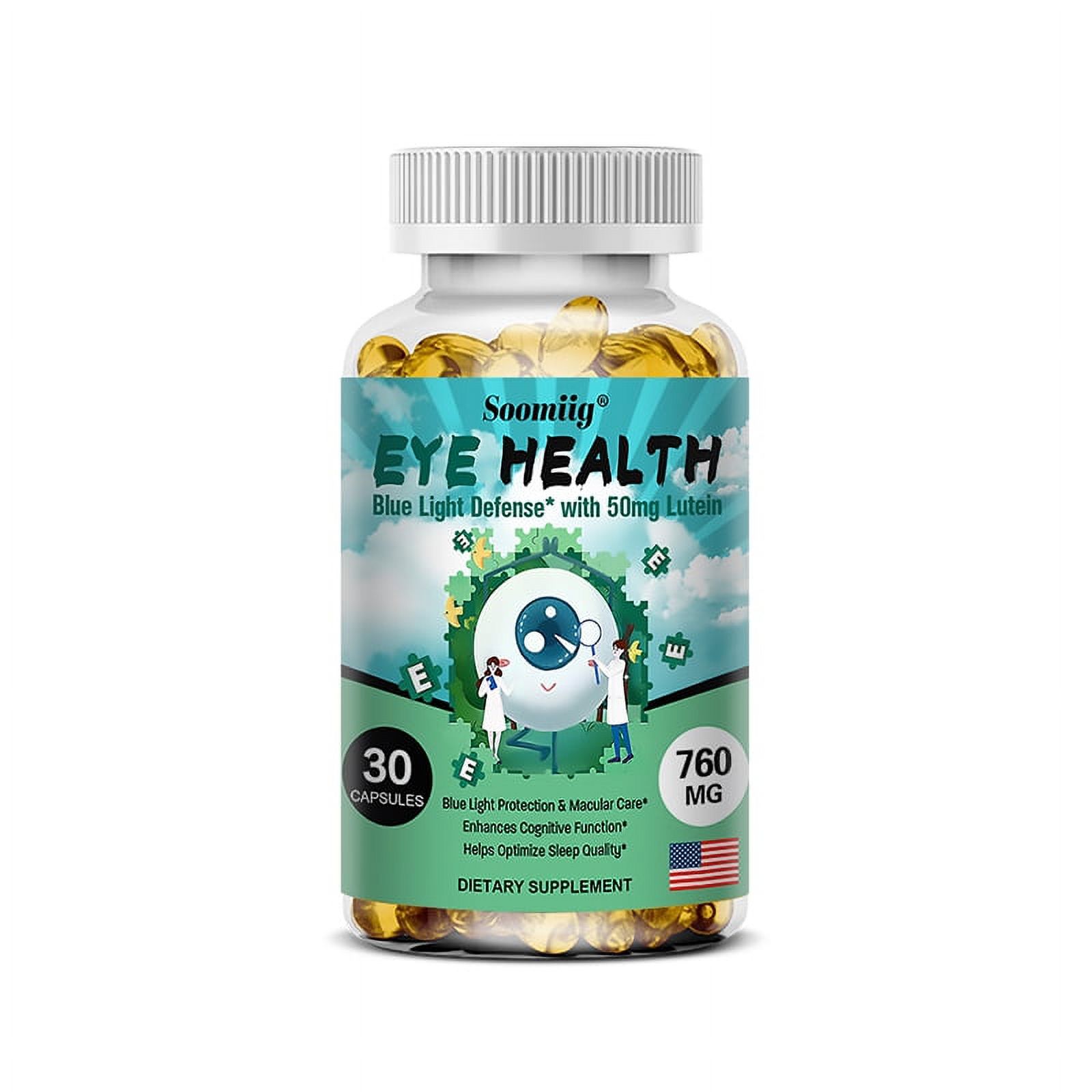 SOOMIIG Eye Vitamins with Lutein, Zeaxanthin and Bilberry Extract for