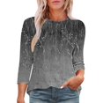 thumbnail image 1 of SOOMLON 3/4 Sleeve Shirts for Women Petite Tunic Cotton Tops Casual Round Neck Shirts Cute Daisy Graphic T Shirts 2025 Trendy Spring Summer Ladies Tops Loose Fit Boho Basic Outfits Pullover Gray S, 1 of 7