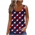 thumbnail image 1 of SOOMLON 4th of July Women's Tanks & Camis Eyelet Spaghetti Strap Distressed Independence Day Shirts Crew Neck American Flag Tops Sleeveless Lightweight T-Shirt Striped Stars Tee Blouse Clothes, 1 of 7