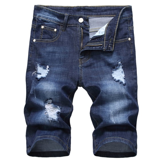 SOOMLON American Flag Denim Shorts for Men Jean Shorts Ripped Beach Shorts Ripped Camouflage Denim Shorts Dark Blue XXXXL