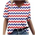 thumbnail image 1 of SOOMLON American Flag Shirts for Women 4th of July T-Shirt USA Print Patriotic Shirt Stars Stripes Tees Print Tops V-Neck Short Sleeve Purple M, 1 of 5