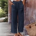 thumbnail image 1 of SOOMLON Ankle Pants for Women Casual Summer Plus Size Button Straight Leg Trousers with Pockets Lightweight Clothes, 1 of 9