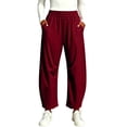 thumbnail image 1 of SOOMLON Barrel Pants Women Jogger Plus Size Elastic Waist Cropped Pants Pockets Quick Dry Travel Pants Casual Outfits, 1 of 7
