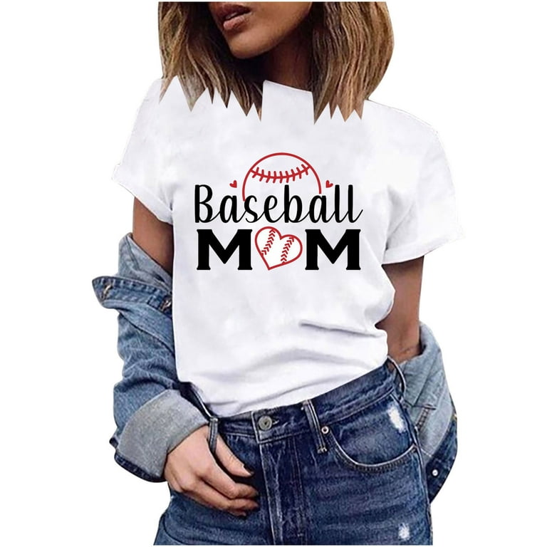 2023 Womens Mom Tie Dye Softball T Shirt Letter Print Mama O-Neck