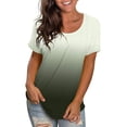 thumbnail image 1 of SOOMLON Blouses for Women Summer Vacation T-Shirt Flower Print Blouses Going out Top Summer T-Shirt Gradient O Neck Pullover Short Sleeve Tops Green M, 1 of 6