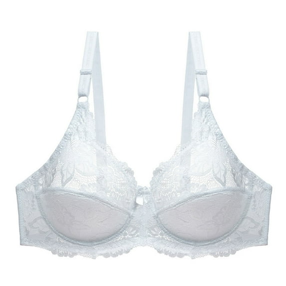 SOOMLON Bras for Women Plus Size Lace Underwire Double Breasted Push Up Bra Sleep Bralette Everyday Bra White XL
