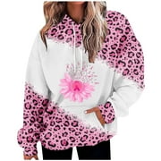 SOOMLON Breast Cancer Awareness Pink Ribbon Unisex Hoodie Sweatshirt Breast Cancer Awareness Hoodie for Women Long Sleeve Hooded Neck Funny Tshirt S