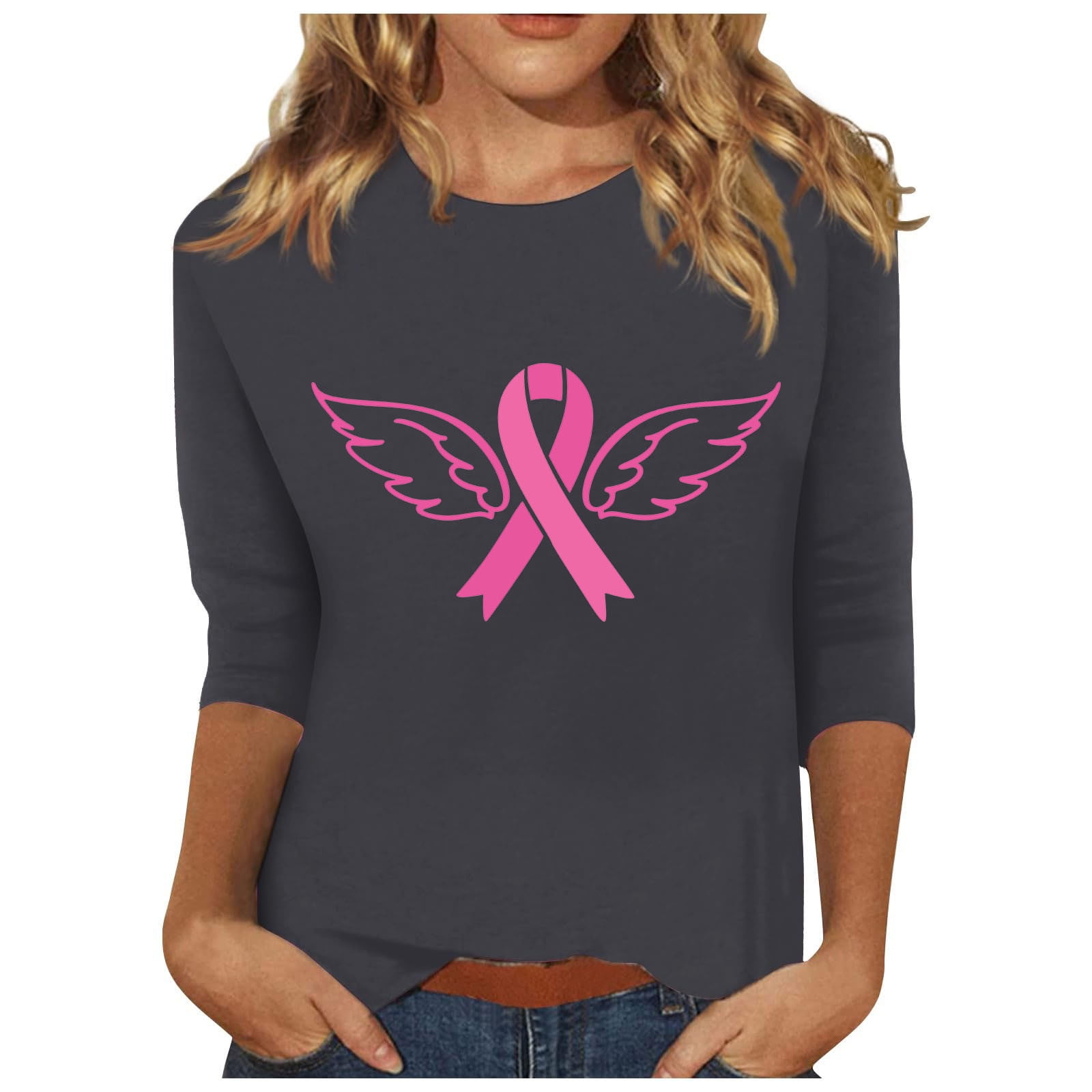SOOMLON Cancer Shirt Women Breast Cancer Shirts Pink Ribbon Breast