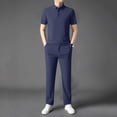 thumbnail image 1 of SOOMLON Business Casual Outfits for Men Big and Tall Short Sleeve Collared Shirts Dressy Pants with Pockets 2 Piece Sets, 1 of 9
