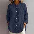 thumbnail image 1 of SOOMLON Button up Shirts for Women Plus Size Crew Neck 3/4 Sleeve Cardigan Loose Solid Tunic Top Casual Work Blouse, 1 of 6
