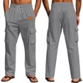 thumbnail image 1 of SOOMLON Cargo Pants for Men Loose Fit Big and Tall Elastic Waist Drawstring Linen Pants Breathable Hiking Pants, 1 of 5
