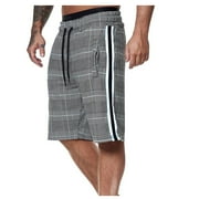 SOOMLON Cargo Shorts for Men Pocket Summer Shorts Sweatpants Elastic Sport Stripe Baggy Shorts Light blue M