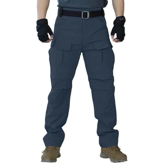 SOOMLON Cargo Work Pants for Men Big and Tall Cropped Pants Button Waterproof Pants Work Travel Outdoor Sport Gym Pants
