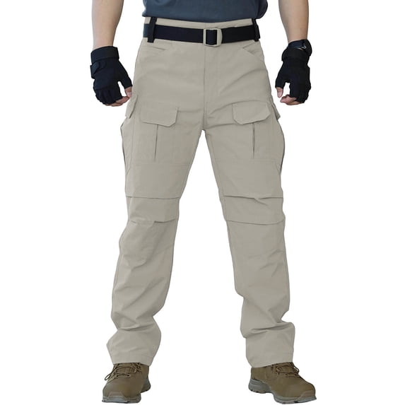 SOOMLON Cargo Work Pants for Men Big and Tall Cropped Pants Button Waterproof Pants Work Travel Outdoor Sport Gym Pants