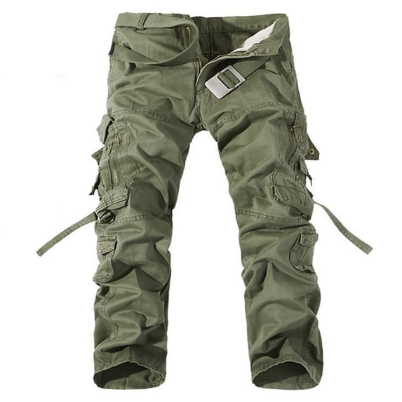 SOOMLON Cargo Work Pants for Men with Multi Pockets Big and Tall Trousers Button Straight Leg Pants Outdoor Pants