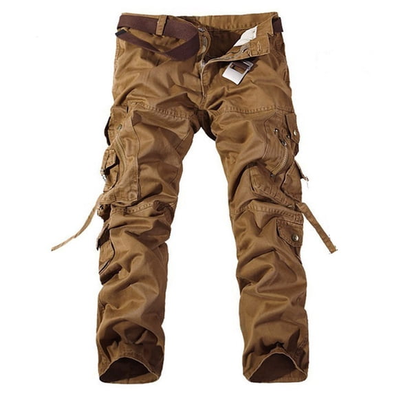 SOOMLON Cargo Work Pants for Men with Multi Pockets Big and Tall Trousers Button Straight Leg Pants Outdoor Pants