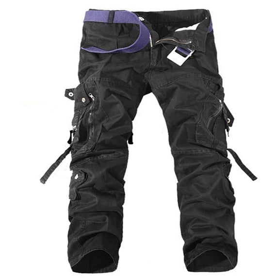 SOOMLON Cargo Work Pants for Men with Multi Pockets Big and Tall Trousers Button Straight Leg Pants Outdoor Pants