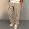 thumbnail image 1 of SOOMLON Chino Pants for Men Big and Tall Drawstring Wide Leg Long Pants Twill Trousers with Pockets Fall Casual Wear, 1 of 6