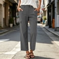 thumbnail image 1 of SOOMLON Cropped Pants Women Wide Leg Plus Size Button Zip Chino Pants Solid Trouser with Pockets Travel Casual Pants, 1 of 8
