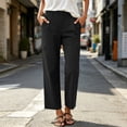 thumbnail image 1 of SOOMLON Cropped Pants Women Wide Leg Plus Size Button Zip Chino Pants Solid Trouser with Pockets Travel Casual Pants, 1 of 8