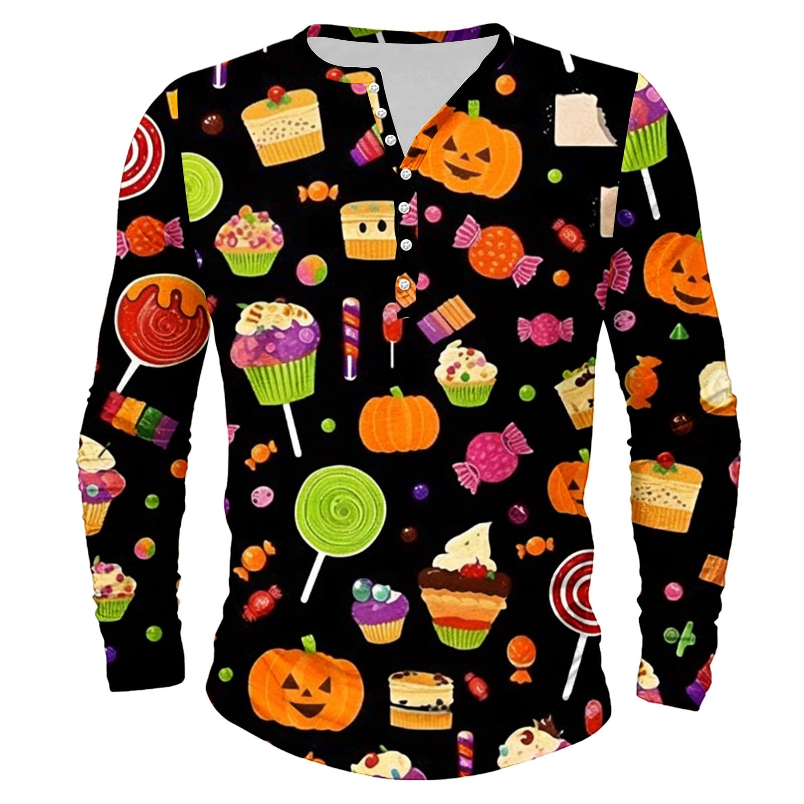 SOOMLON Cute Halloween Shirts for Men Plus Size Long Sleeve Pumpkin ...