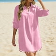 thumbnail image 1 of SOOMLON Dress Cover up for Women Plus Size Fringe Swimsuit Coverup Long Sleeve Shirt Dress Elegant Beach Party Swimwear, 1 of 7