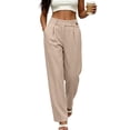 thumbnail image 1 of SOOMLON Dress Pants for Women Wide Leg Plus Size Button Zip Trousers Office Pants with Pockets Commuting Work Clothes, 1 of 7