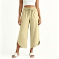 thumbnail image 1 of SOOMLON Flowy Capris for Women Plus Size Wide Leg Gaucho Pants Button Drawstring Trousers Travel Casual Wear with Pockets, 1 of 5