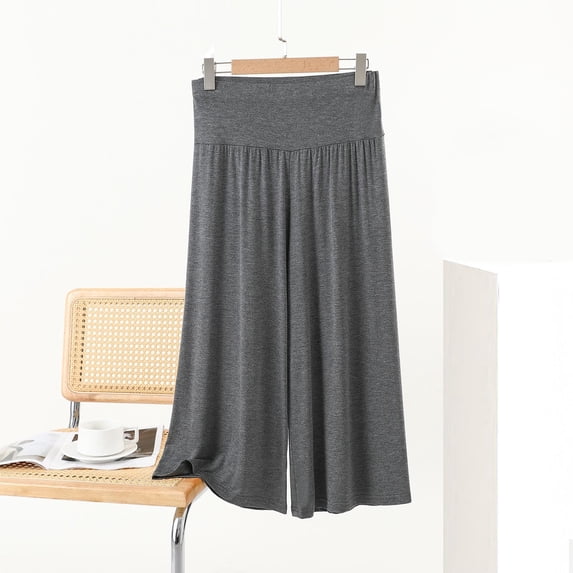 SOOMLON Flowy Capris for Women Plus Size Wide Leg Pants Lightweight High Waist Stretchy Pants Modal Summer Clothes