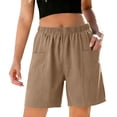 thumbnail image 1 of SOOMLON Flowy Shorts for Women Plus Size Elastic Waist Chino Shorts 5 Inch Inseam Shorts with Pockets Vacation Bottoms, 1 of 5