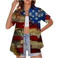 thumbnail image 1 of SOOMLON Fourth of July Button down Shirts for Women Button Down Usa Flag Shirts Lapel Neck 4th of July Tops Short Sleeve Going out T-Shirt Flattering Tee Blouse Apparel, 1 of 4