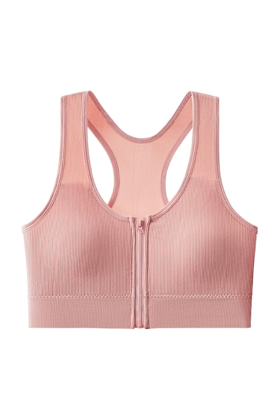 Front Closure Sports Bras for Women Wireless Zipper Bra Push-Up Racerback Bralette High Impact Running Bras