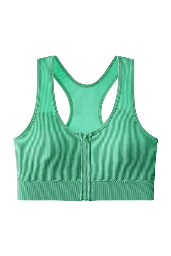 Front Closure Sports Bras for Women Wireless Zipper Bra Push-Up Racerback Bralette High Impact Running Bras