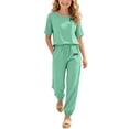 thumbnail image 1 of SOOMLON Girls 2 Piece Outfit Short Sleeve Pullover Gym Workout Jogger with Pockets Athleisure Two Piece Matching Set, 1 of 7