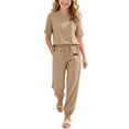 thumbnail image 1 of SOOMLON Girls 2 Piece Outfit Short Sleeve Pullover Gym Workout Jogger with Pockets Athleisure Two Piece Matching Set, 1 of 7