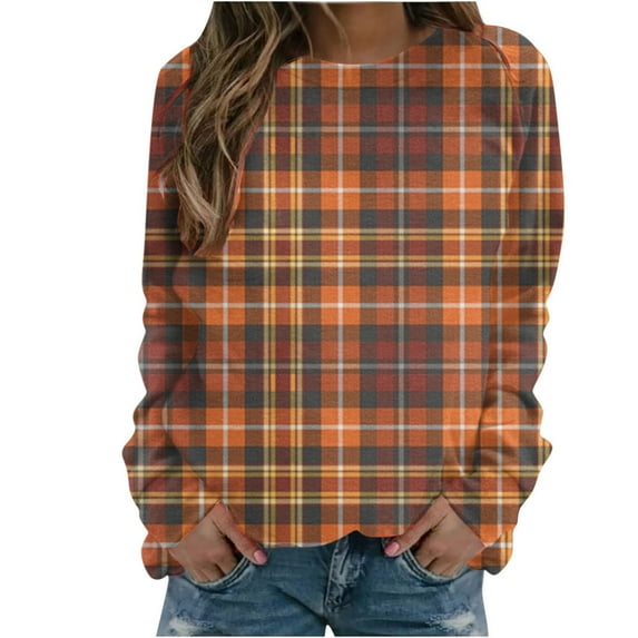 SOOMLON Halloween Clothes for Women Halloween Sweatshirt Women Graphic Tee Casual Long Sleeve Pullover Tops Round Neck Horror Top Halloween Print Sweatshirt Witch Costume Winter Clothes Orange XL