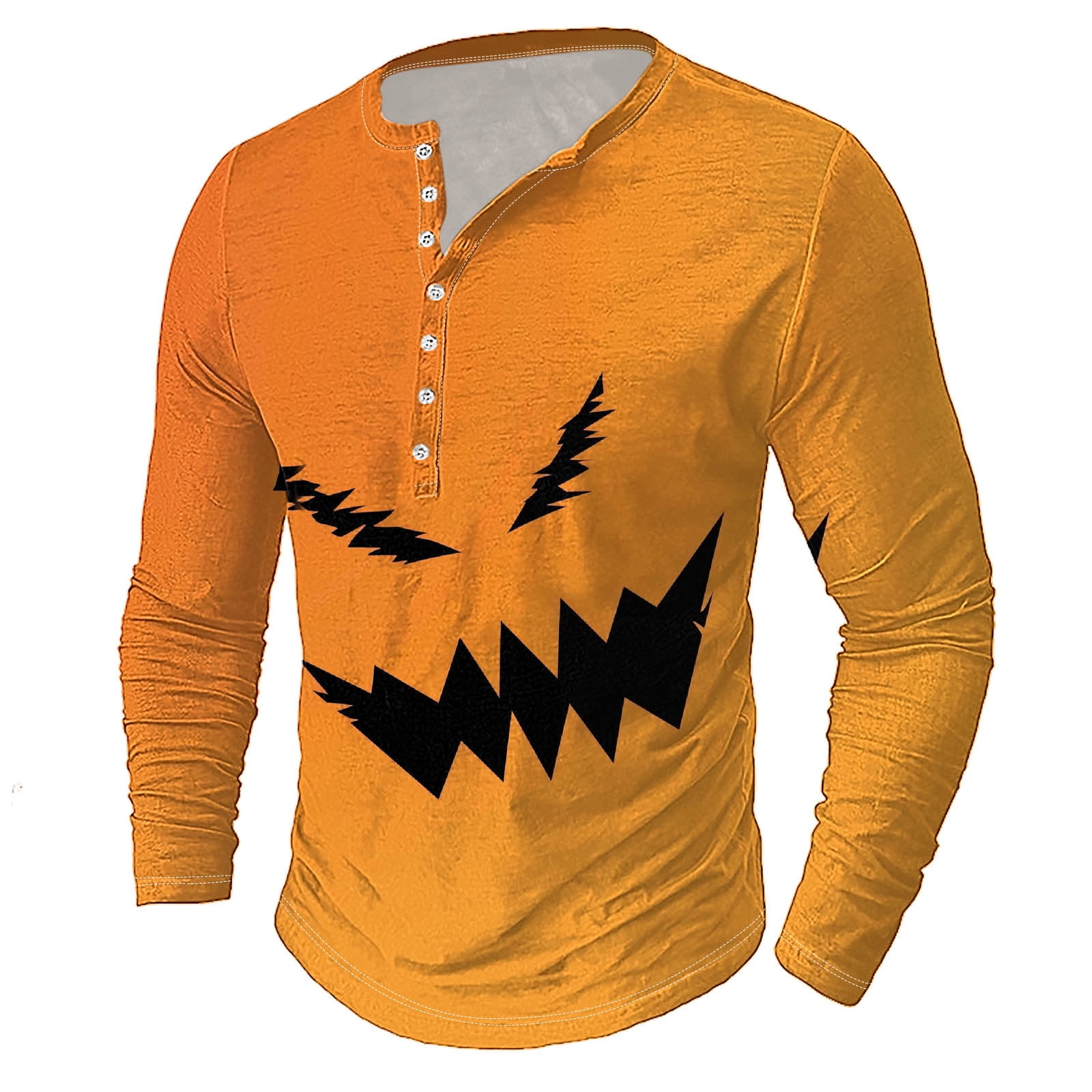 Halloween Pumpkin Skulls Bat Spider Web Printed Buttons Pocket Shirt For Men main image 1