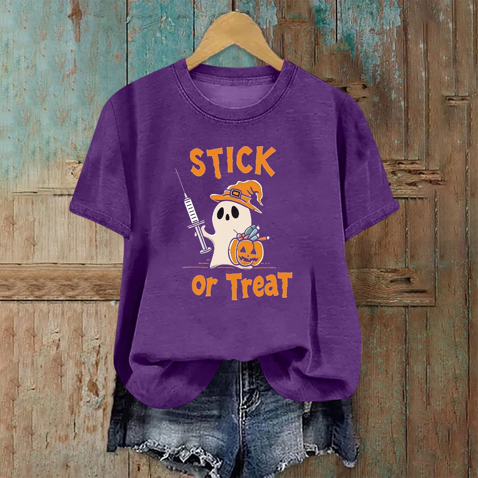 SOOMLON Halloween Shirts for Women Funny Plus Size Short Sleeve Ghost ...