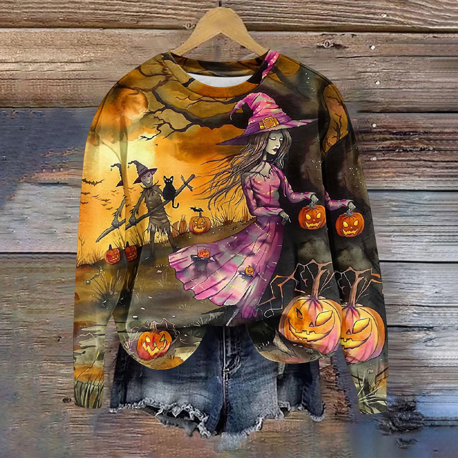 Halloween Themed Unisex Crewneck Sweatshirt, Cozy Fall Layering, Spooky Season Apparel, Pumpkin, Ghost, Witch Design