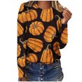 thumbnail image 1 of SOOMLON Halloween Sweatshirts for Women Cats Sweatshirt Funny Pumpkin Graphic Tee Casual Fall Pullover Tops Long Sleeve Round Neck Pumpkin Top Halloween Print T-Shirt Black XL, 1 of 3
