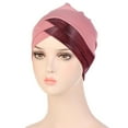 thumbnail image 1 of SOOMLON Head Wraps for Women Patchwork Ruffle Hat Headwear Head Wraps Turbans Beanie Cap Headwraps Fashion Hats Ramadan Pink One Size, 1 of 2