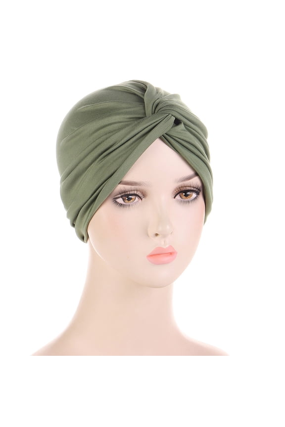 Head Wraps for Women Solid Ruffle Hat Headwear Head Wraps Turbans Beanie Cap Headwraps Y2k Hat Ramadan Green One Size