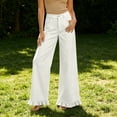 thumbnail image 1 of SOOMLON High Waisted Wide Leg Pants for Women Plus Size Button Trousers Ruffle Long Pants with Pockets Casual Clothes, 1 of 6