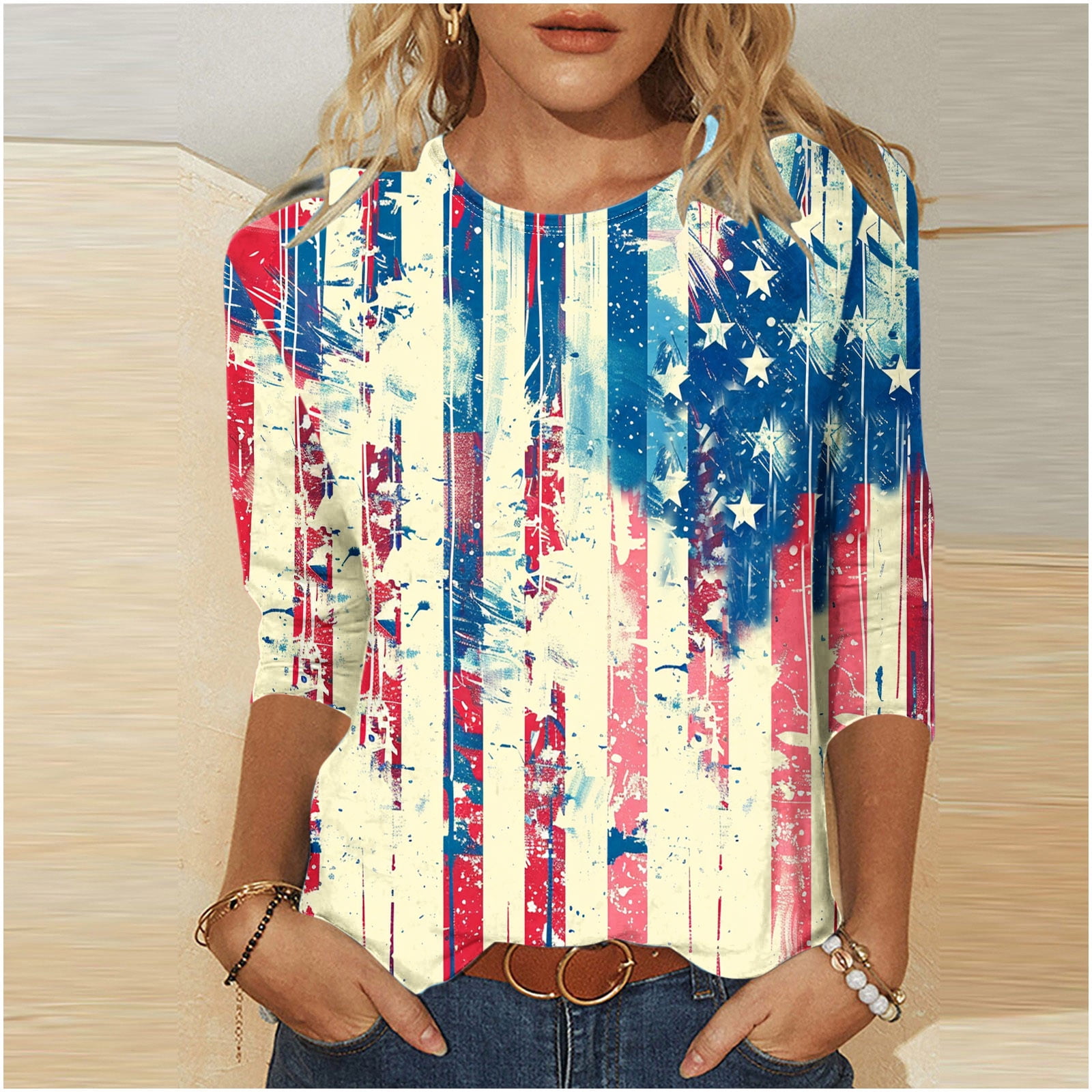 SOOMLON Independence Day Blouses for Women Dressy Casual Distressed ...