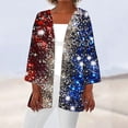 thumbnail image 1 of SOOMLON Independence Day Lightweight Summer Cardigan Open Front Kimonos Jacket Shrugs Distressed Fourth of July Shirts Open Front Red White and Blue Tops Long Sleeve T-Shirt Loose Fit Tee Blouse, 1 of 5