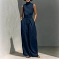 thumbnail image 1 of SOOMLON Linen Outfits Women Plus Size Sleeveless Corset Tops High Neck Cutout Shirts Wide Leg Pants Matching Set, 1 of 2